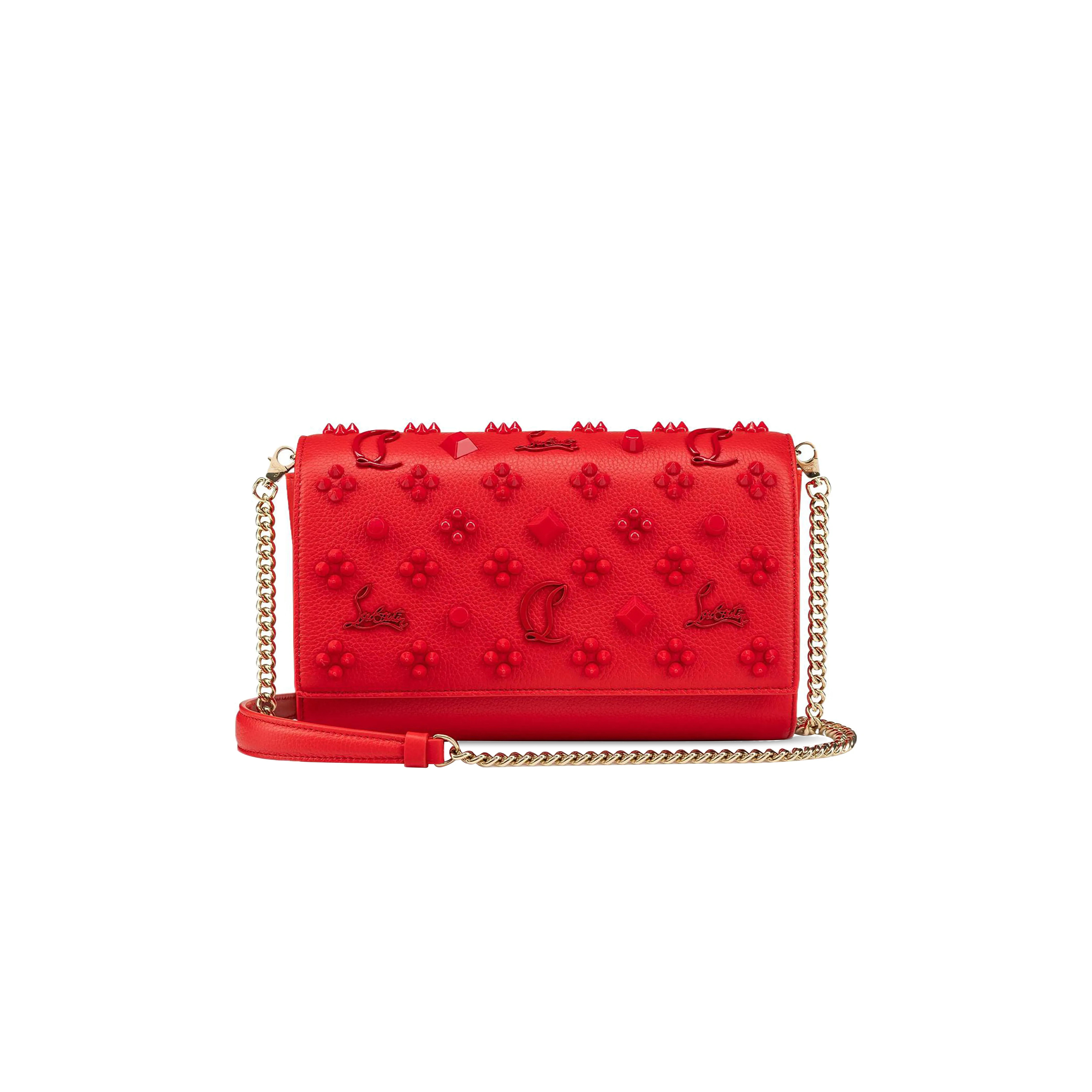 CHRISTIAN LOUBOUTIN PALOMA CLUTCH GRAINED CALF LEATHER AND SPIKES 1175018R297 (23*14.5*5cm)